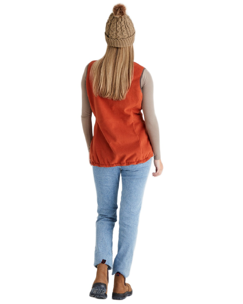 Teak Coloured Ridgeline Nordic Fleck Bobble Hat on white background