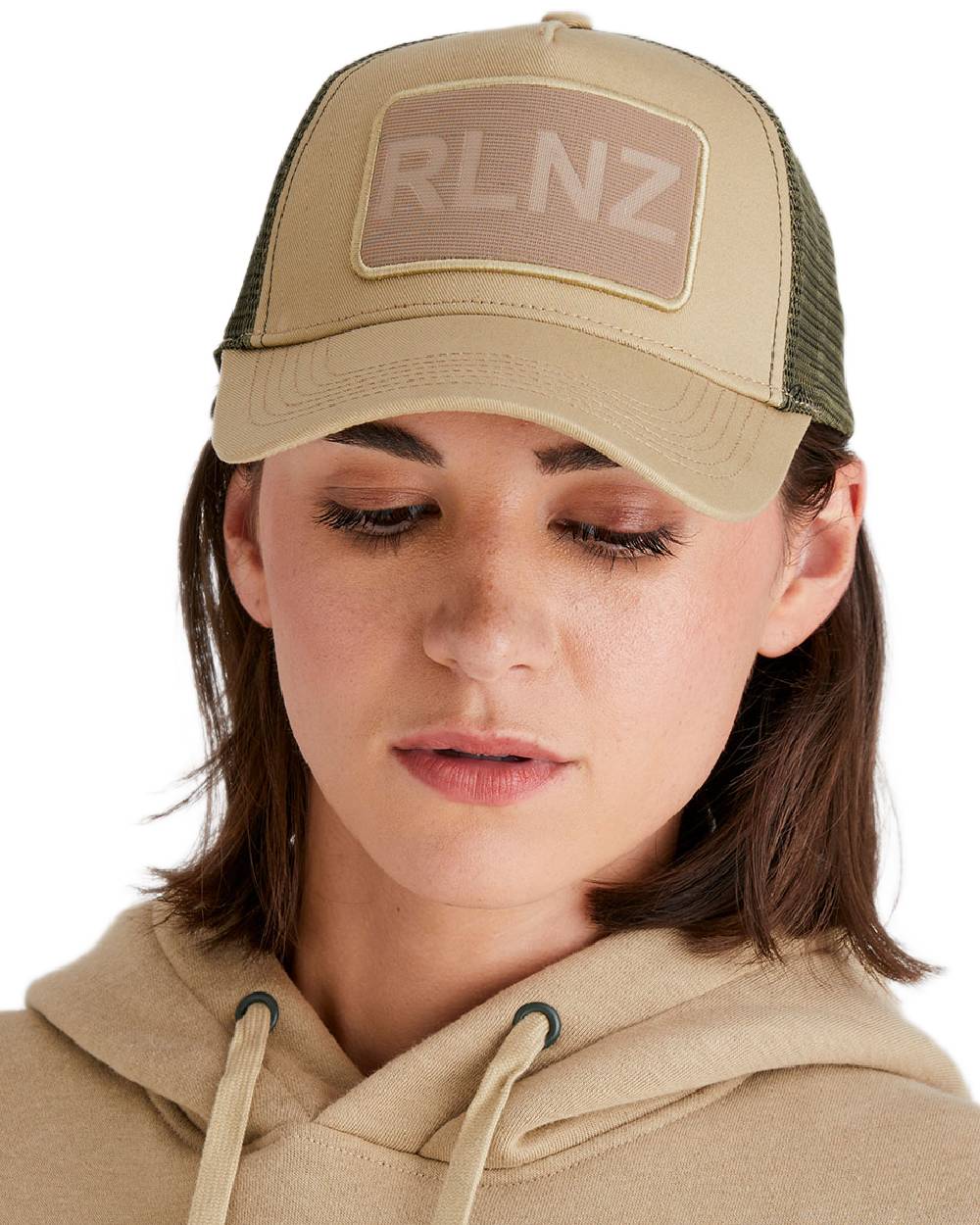 Eucalyptus Coloured Ridgeline RLNZ Trucker Cap on white background