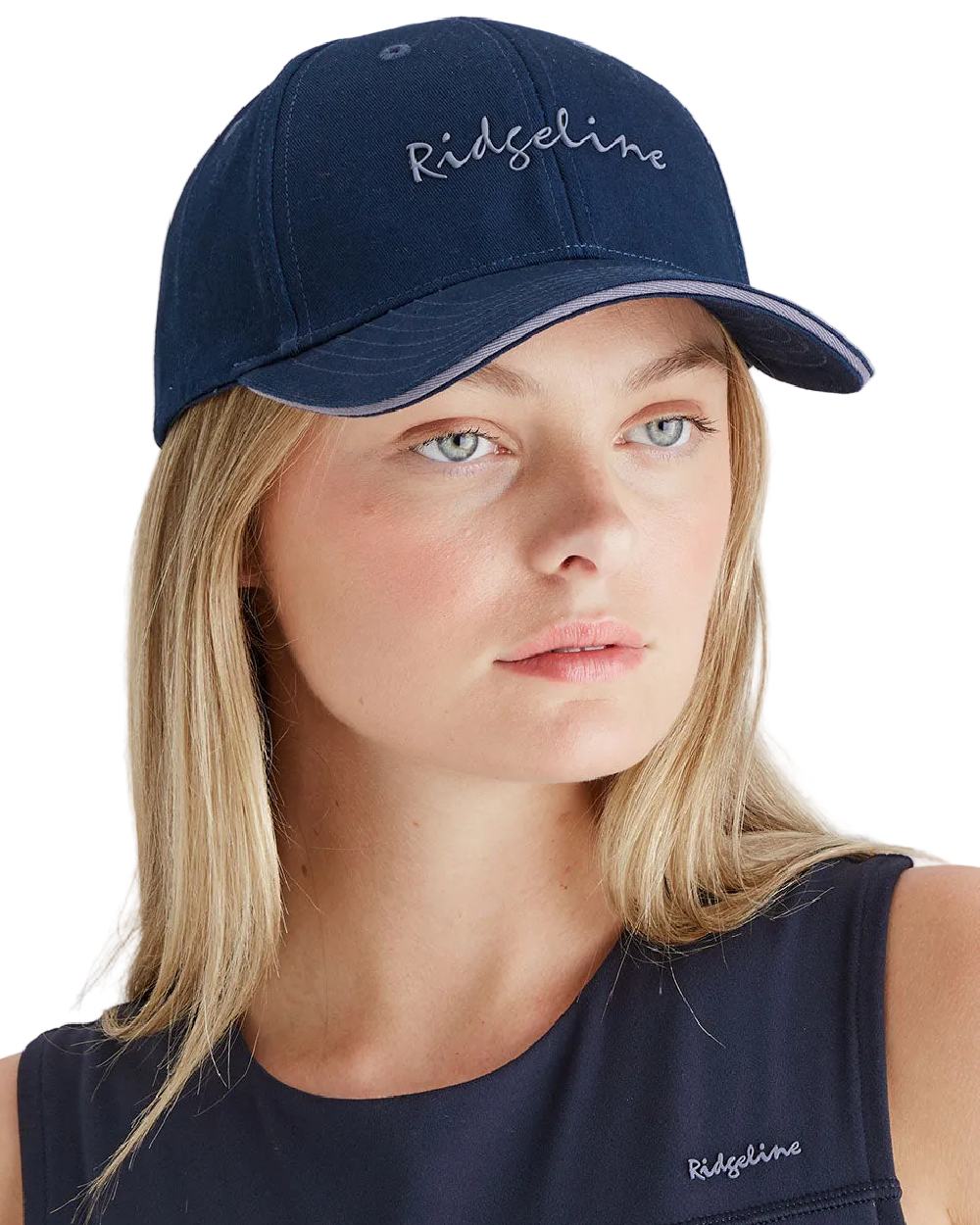 Navy Coloured Ridgeline Signature Cap on white background