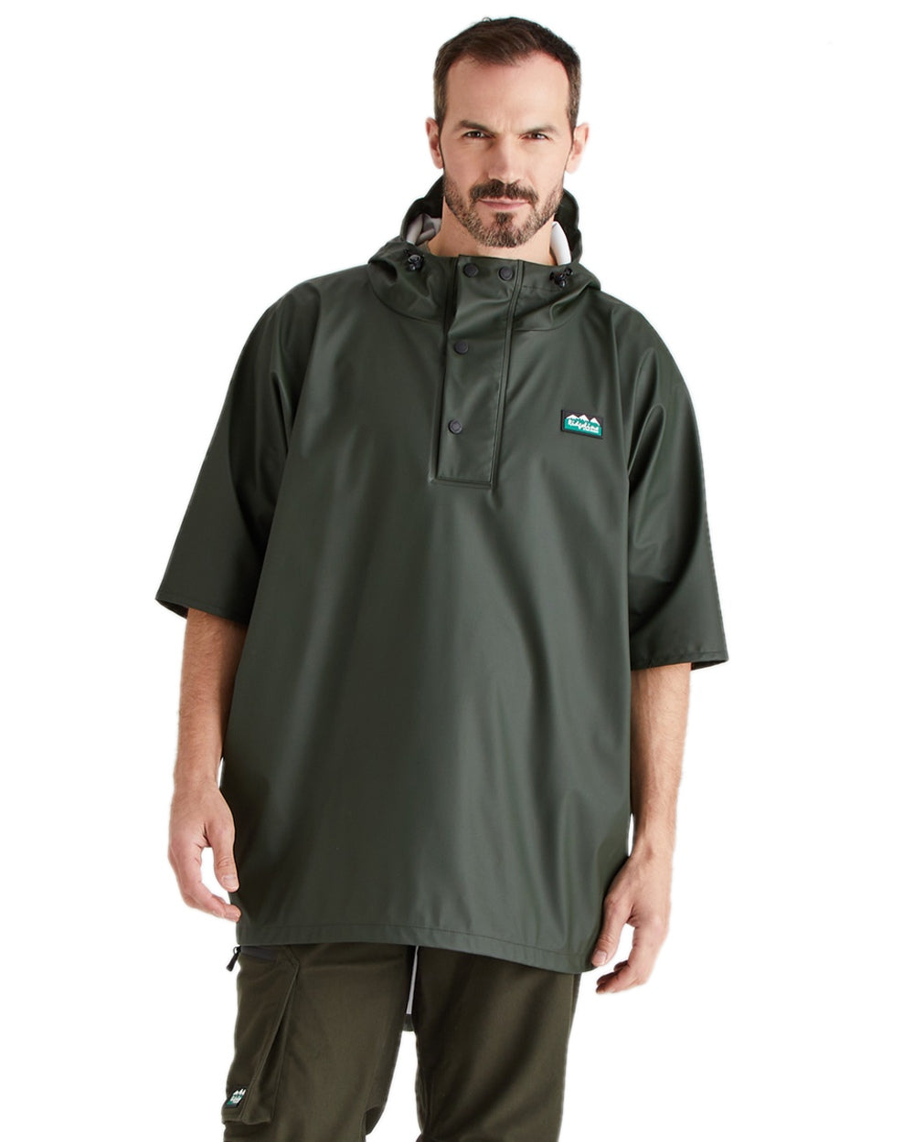 Deep Forest Coloured Ridgeline Signature Poncho on white background