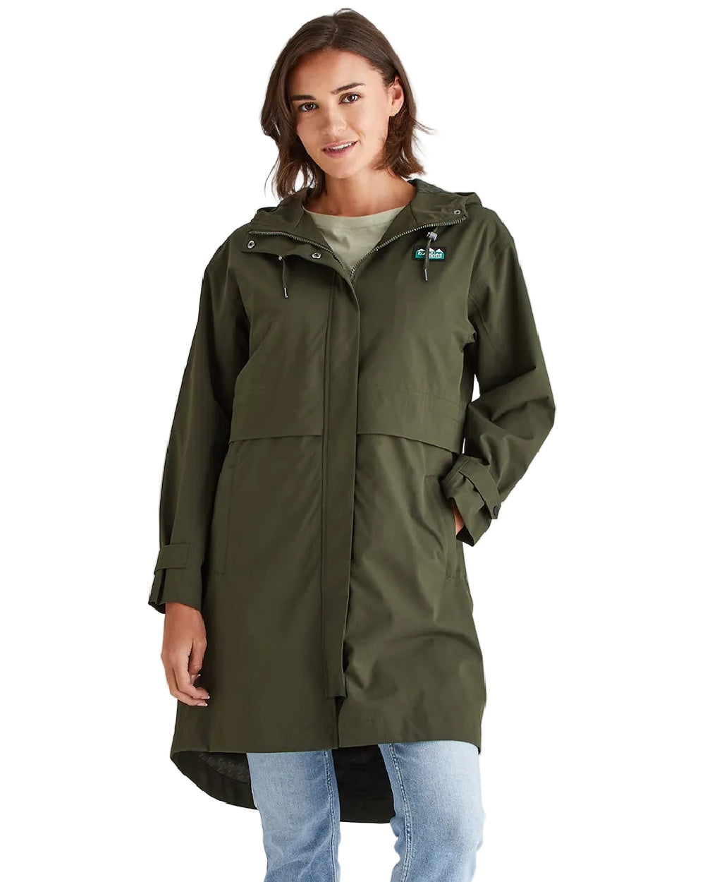 Deep Forest Coloured Ridgeline Womens Blakeney Parka on white background