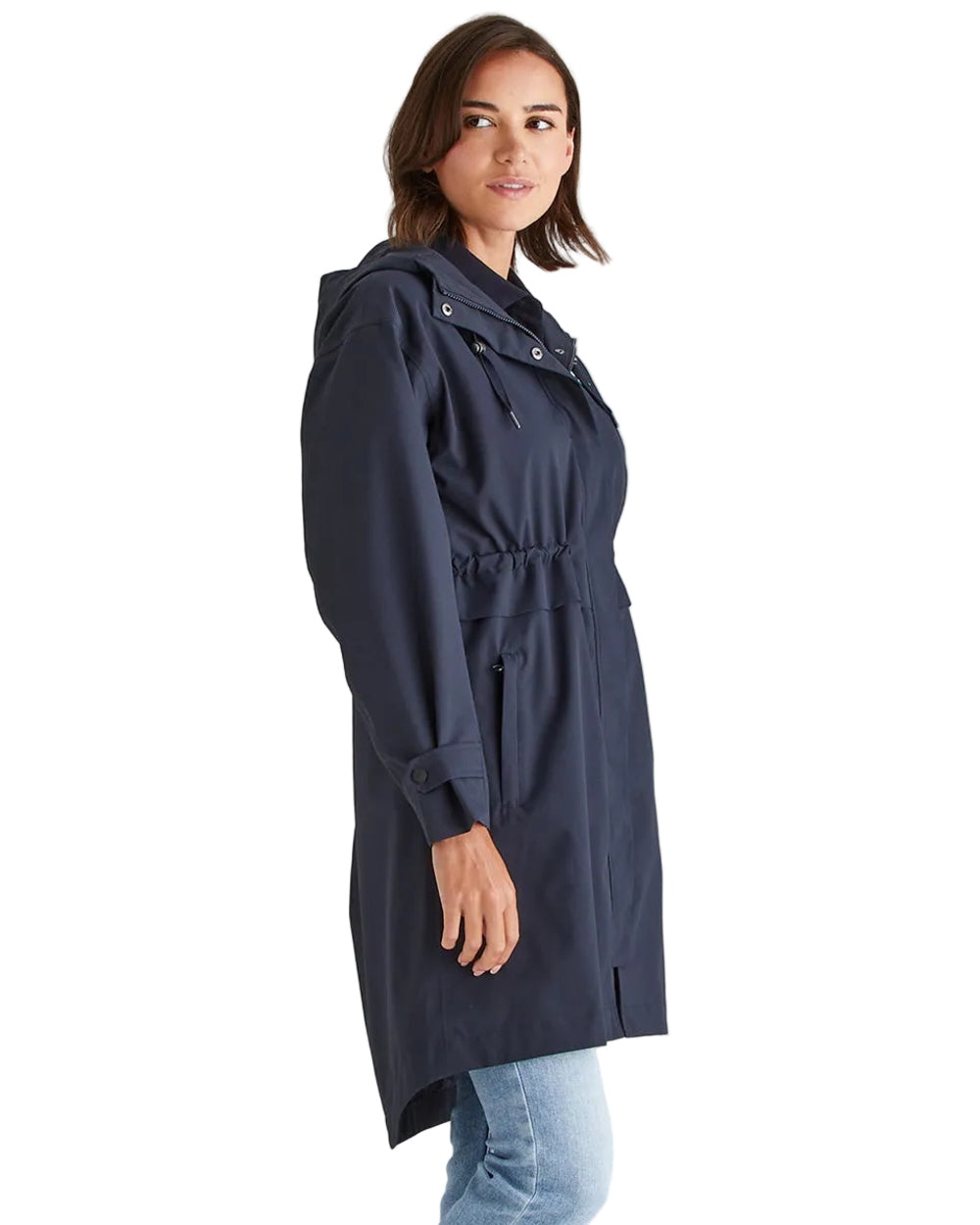 Navy Coloured Ridgeline Womens Blakeney Parka on white background