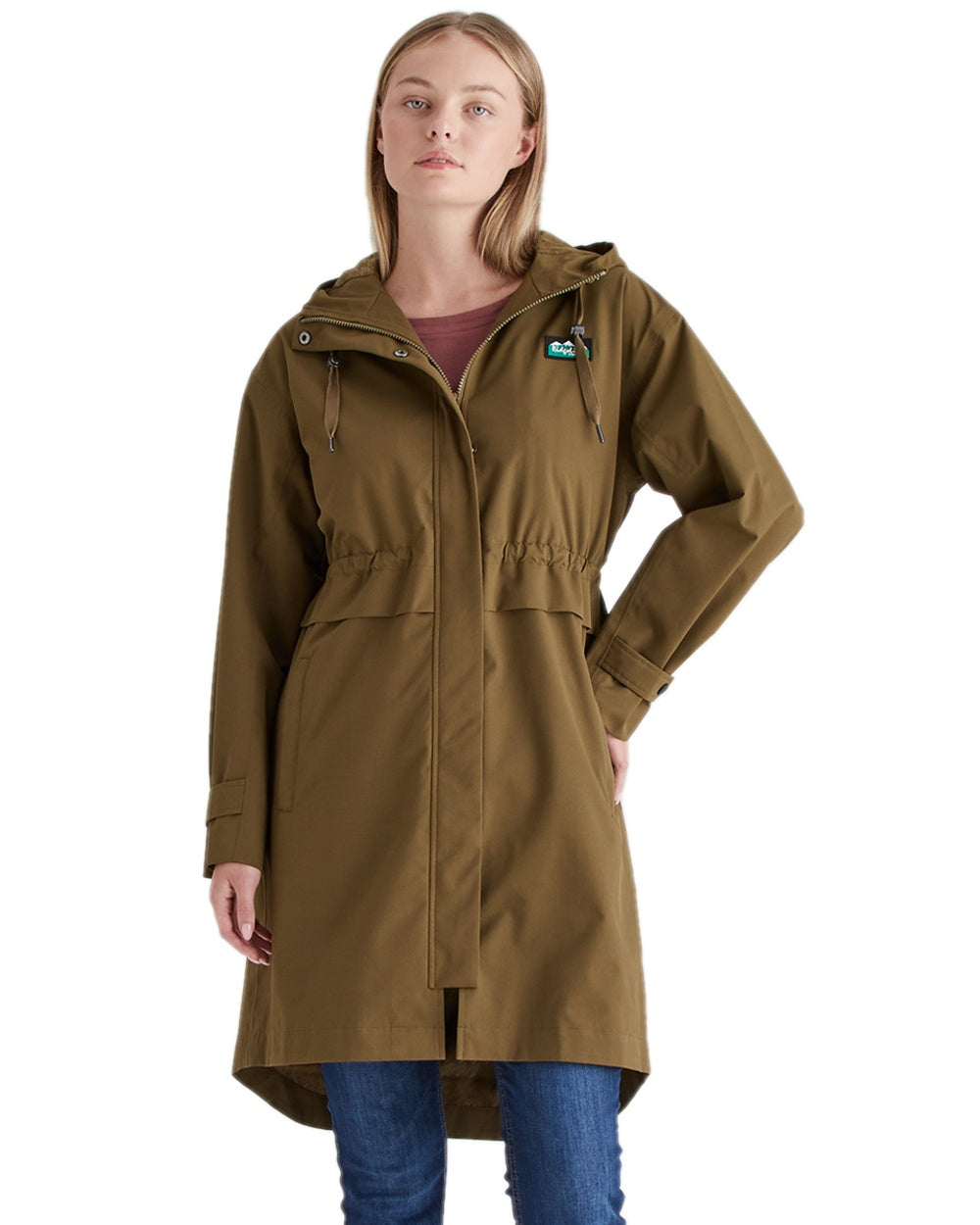 Teak Coloured Ridgeline Womens Blakeney Parka on white background