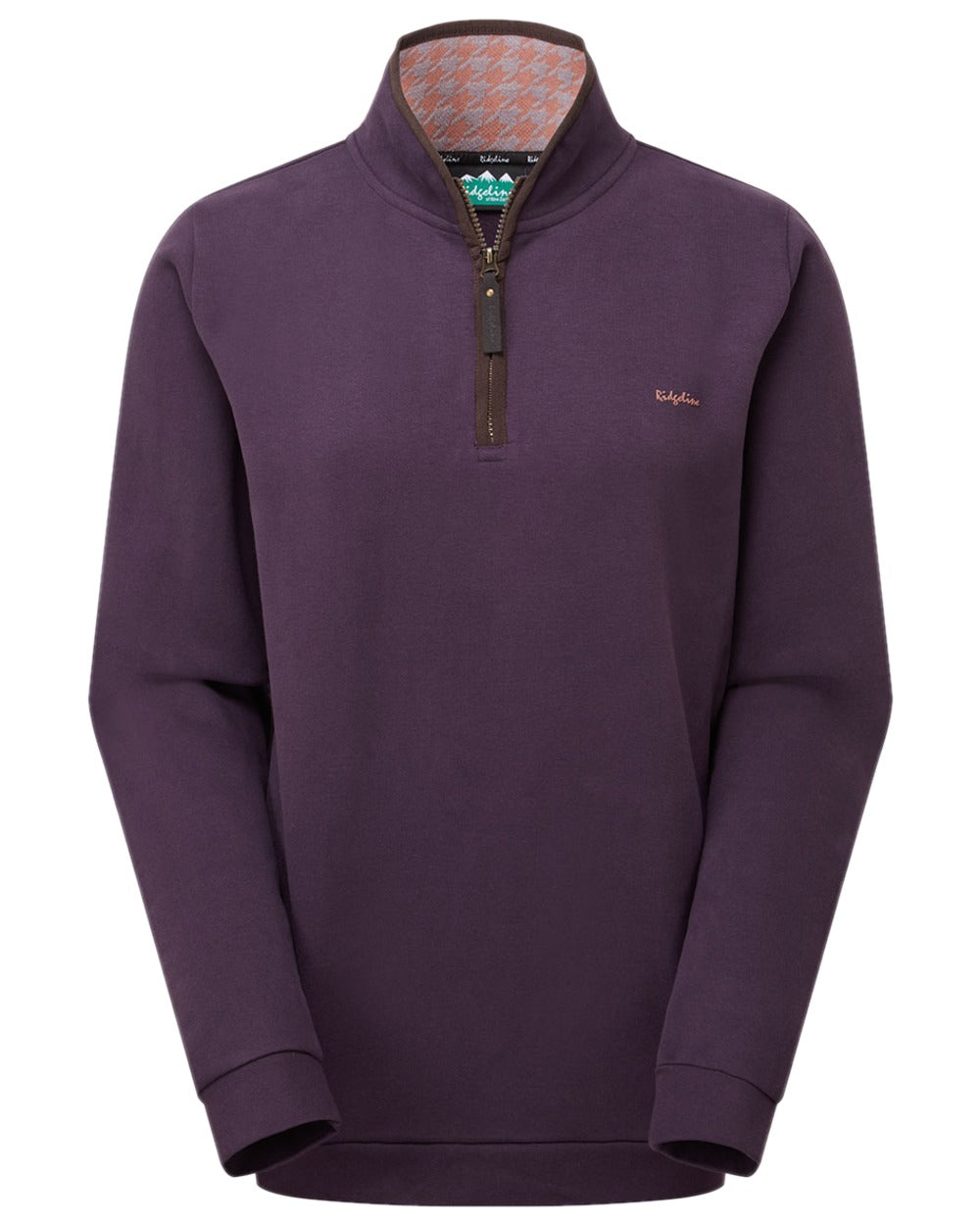 Nightshade Coloured Ridgeline Womens Brancaster Quarter Zip Top on white background