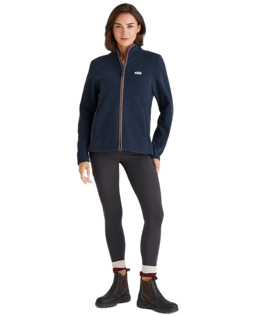 Navy Coloured Ridgeline Womens Brenna Fleece Jacket on white background