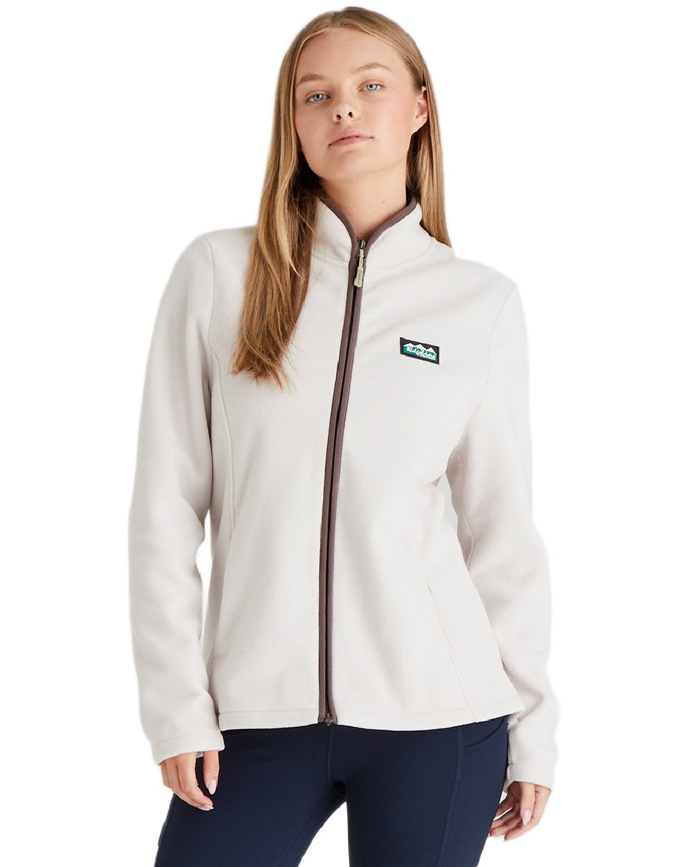 Stone Coloured Ridgeline Womens Brenna Fleece Jacket on white background