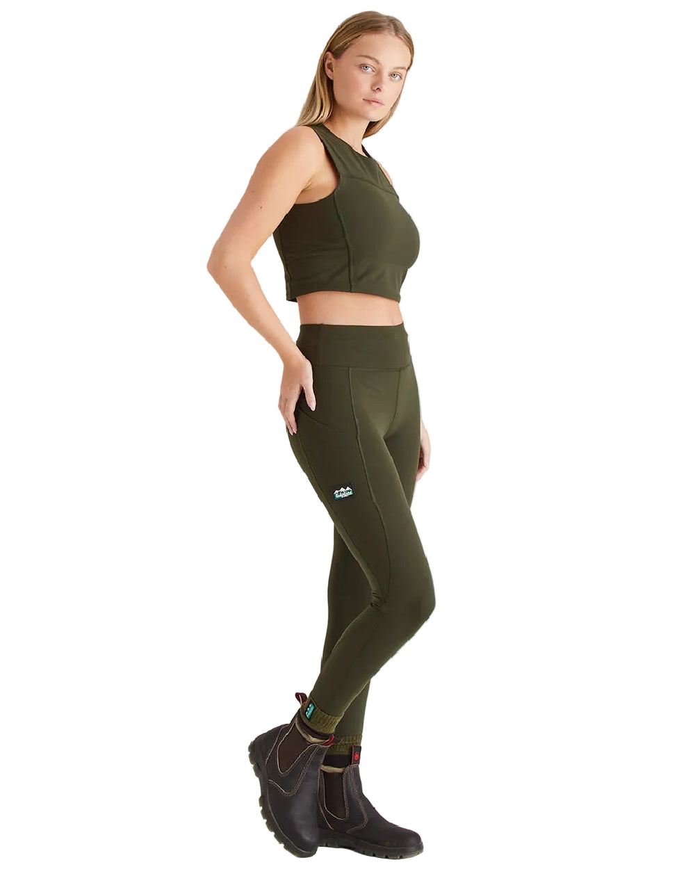 Deep Forest Coloured Ridgeline Womens Infinity Crop Top on white background