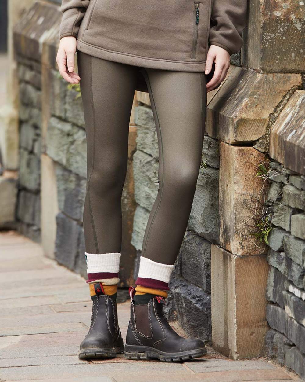 Bark Coloured Ridgeline Womens Infinity Leggings On A Street Background