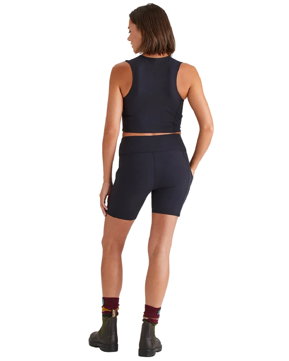 Black Coloured Ridgeline Womens Infinity Shorts on white background