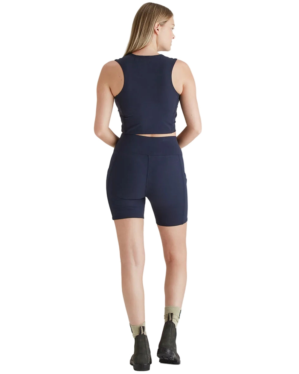 Navy Coloured Ridgeline Womens Infinity Shorts on white background