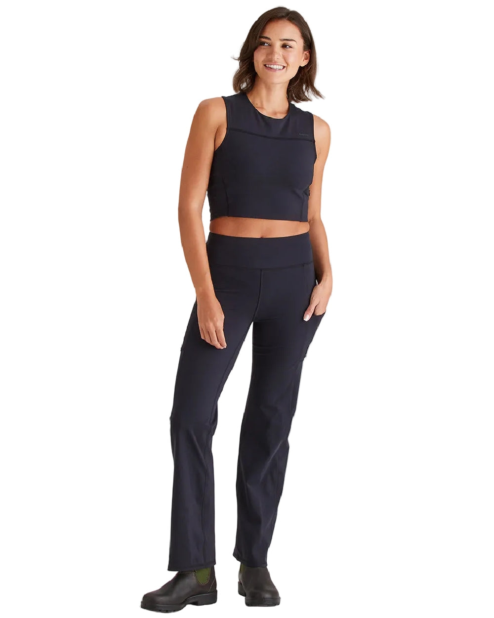 Black Coloured Ridgeline Womens Infinity Straight Leg Leggings on white background