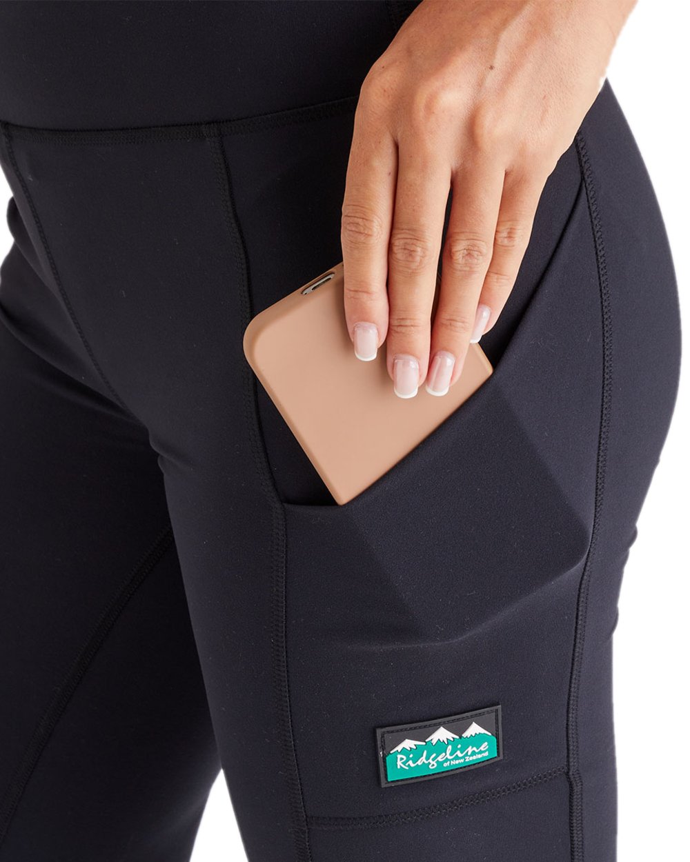 Black Coloured Ridgeline Womens Infinity Straight Leg Leggings on white background