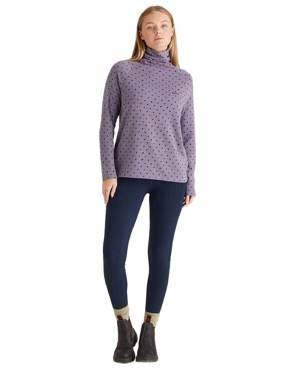 Lilac Print Coloured Ridgeline Womens Kelmarsh Top on white background