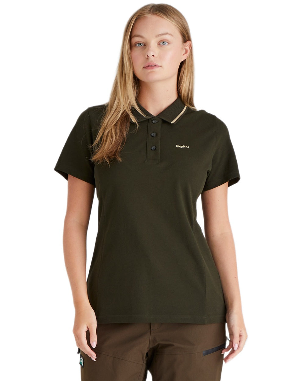 Deep Forest coloured Ridgeline Womens Kilworth Polo Shirt on white background