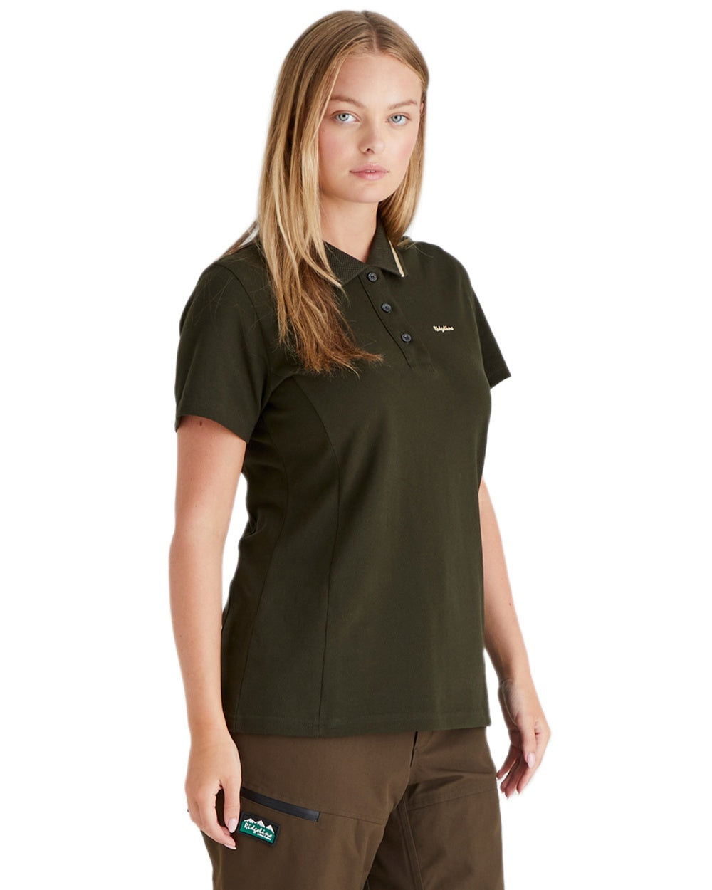 Deep Forest coloured Ridgeline Womens Kilworth Polo Shirt on white background