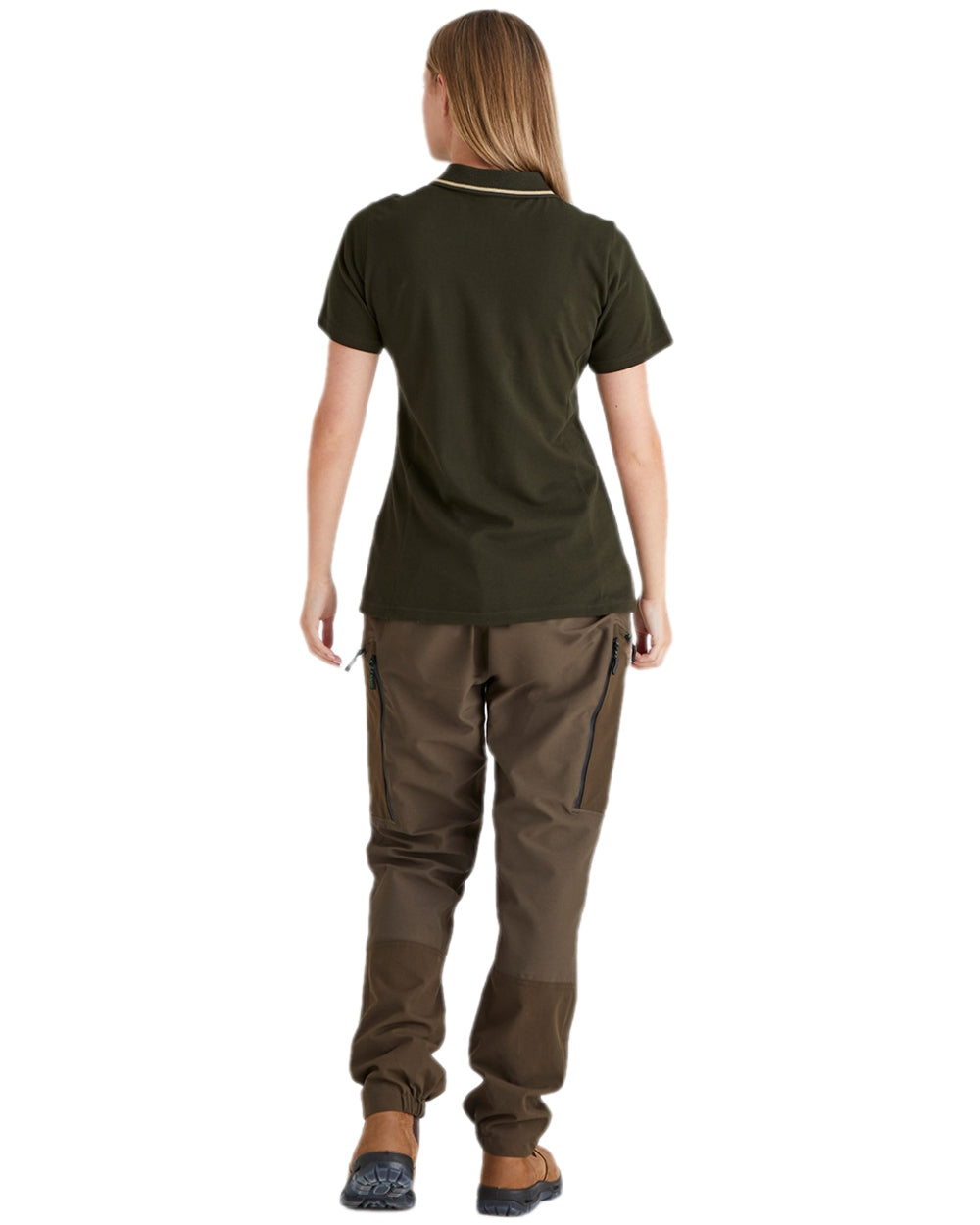 Deep Forest coloured Ridgeline Womens Kilworth Polo Shirt on white background