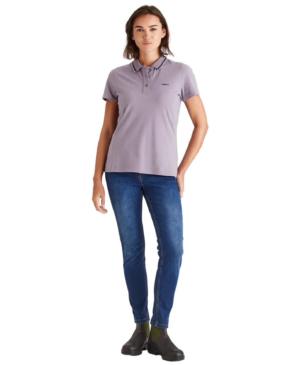 Lilac Coloured Ridgeline Womens Kilworth Polo Shirt on white background