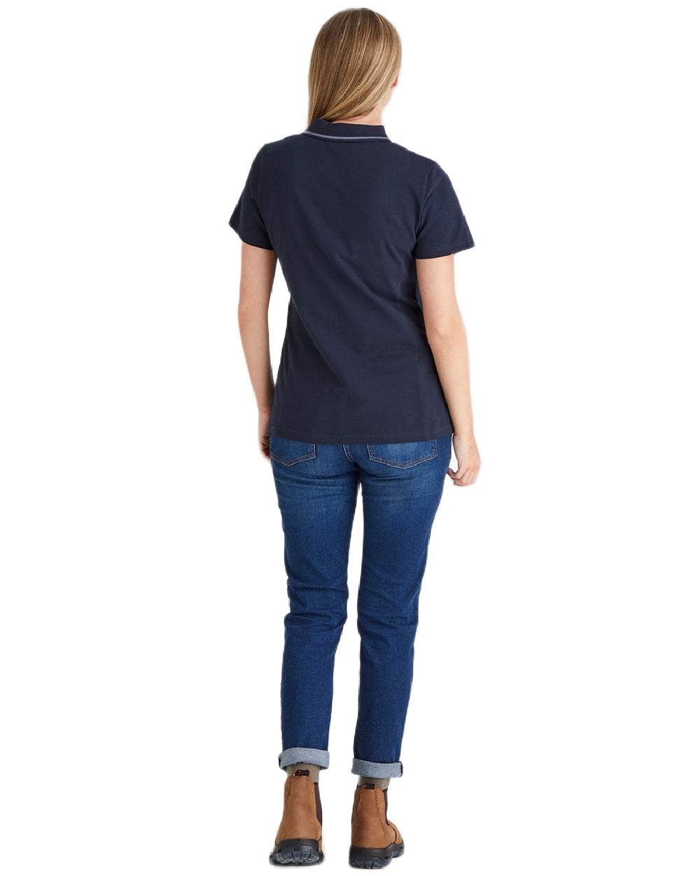 Navy coloured Ridgeline Womens Kilworth Polo Shirt on white background