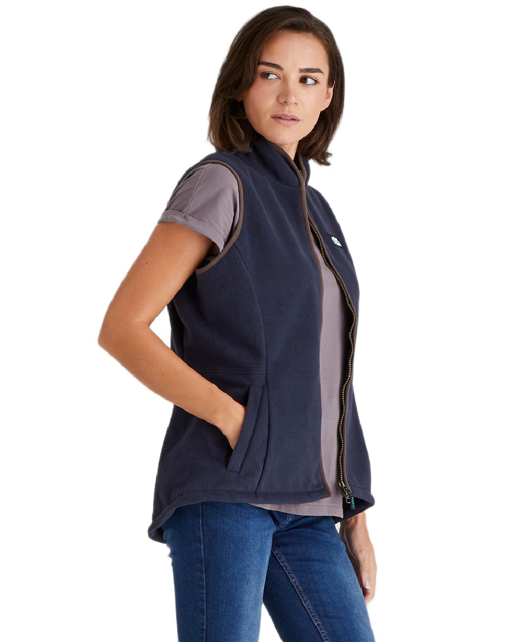 Navy coloured Ridgeline Womens Kodiak Gilet on white background