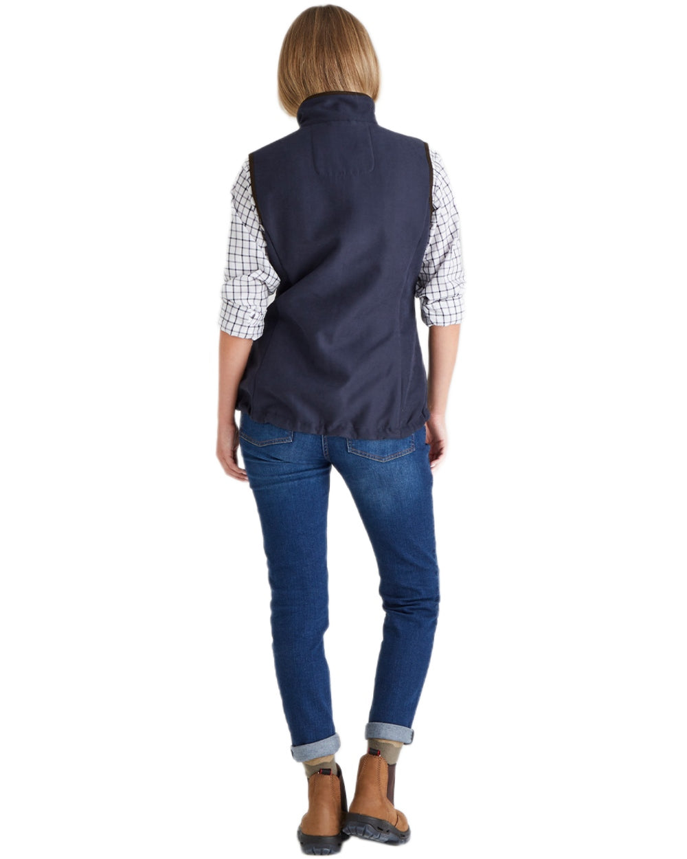 Navy coloured Ridgeline Womens Monarch Gilet on white background