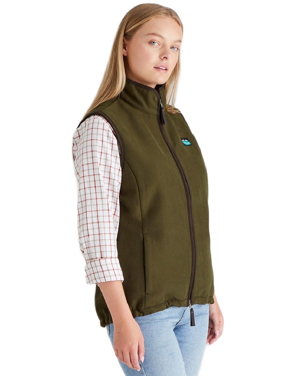 Teak coloured Ridgeline Womens Monarch Gilet on white background