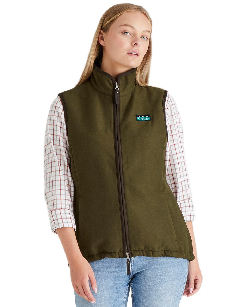 Teak coloured Ridgeline Womens Monarch Gilet on white background