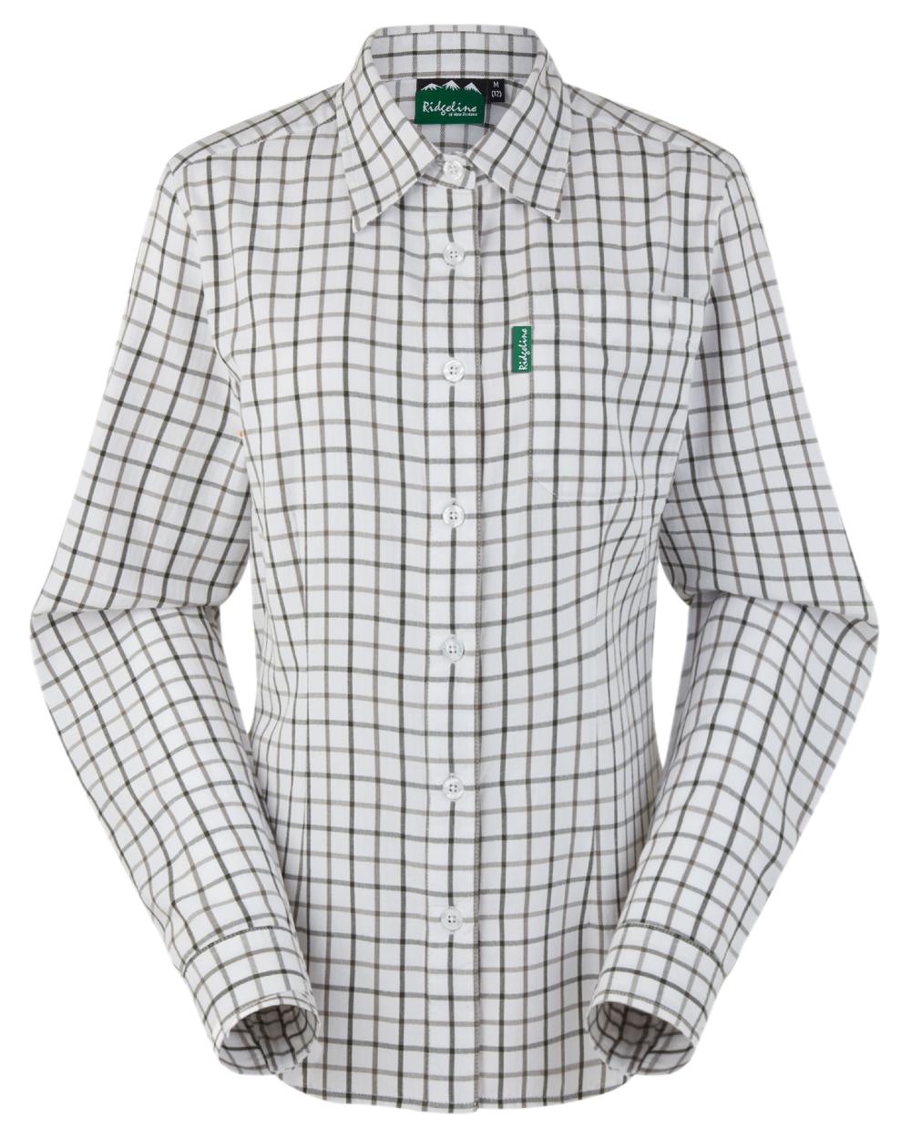 Deep Forest Smokey Olive coloured Ridgeline Womens Sedgebrook Shirt on white background