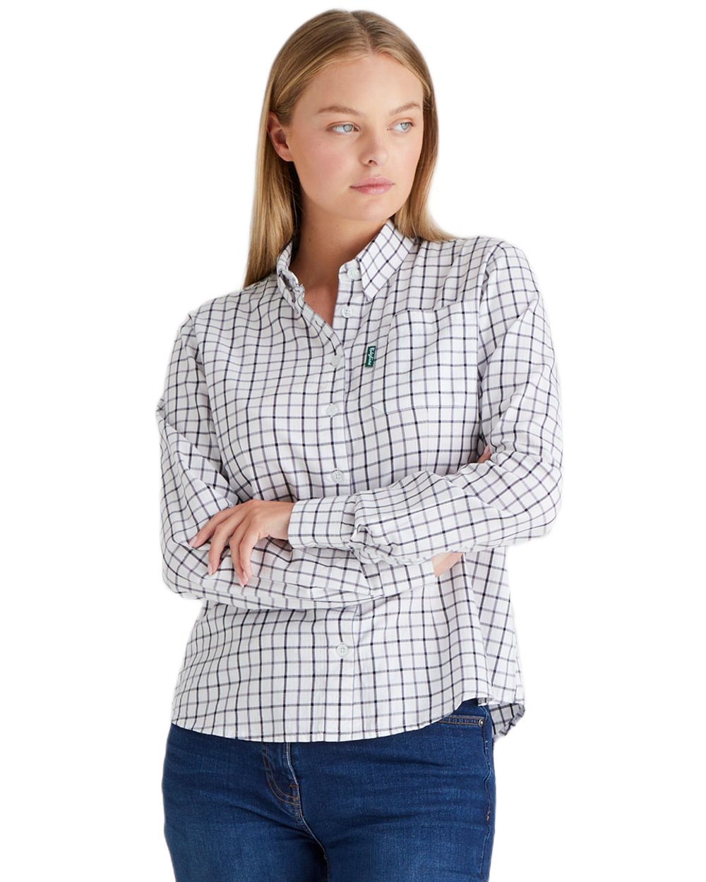 Navy Storm coloured Ridgeline Womens Sedgebrook Shirt on white background