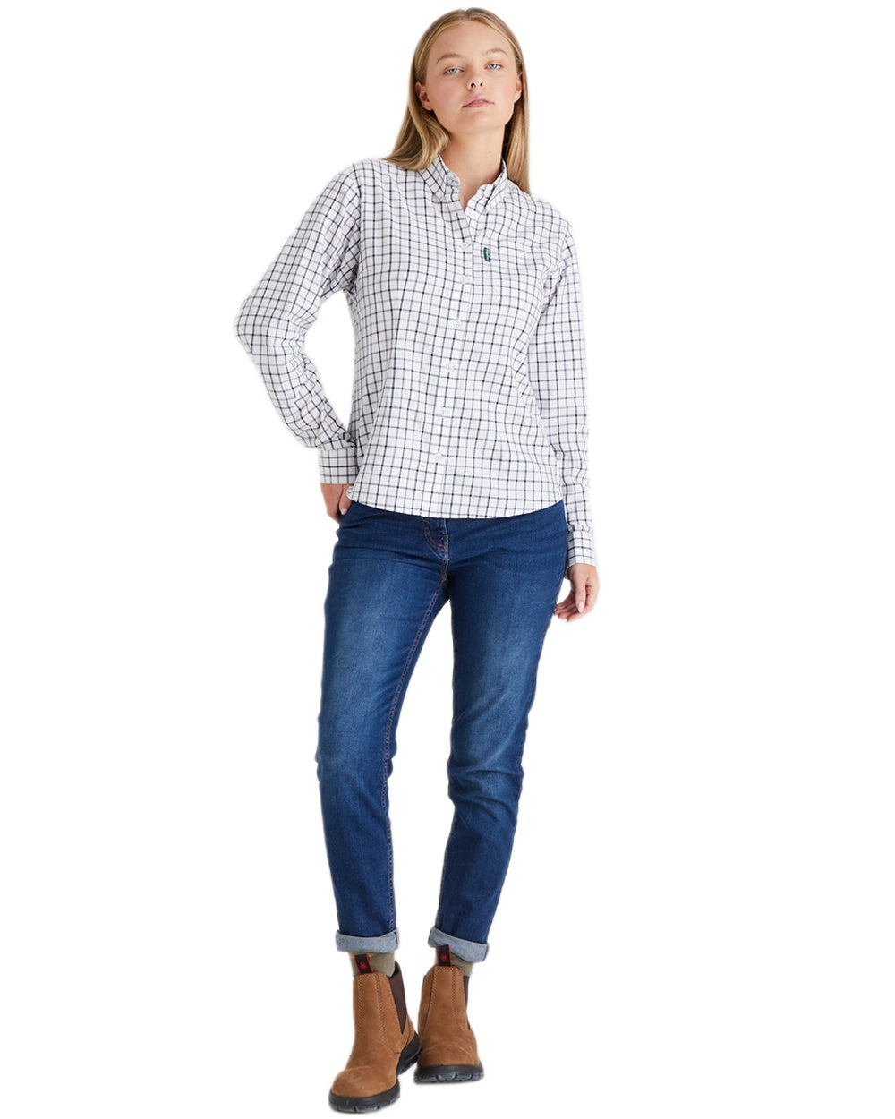 Navy Storm coloured Ridgeline Womens Sedgebrook Shirt on white background