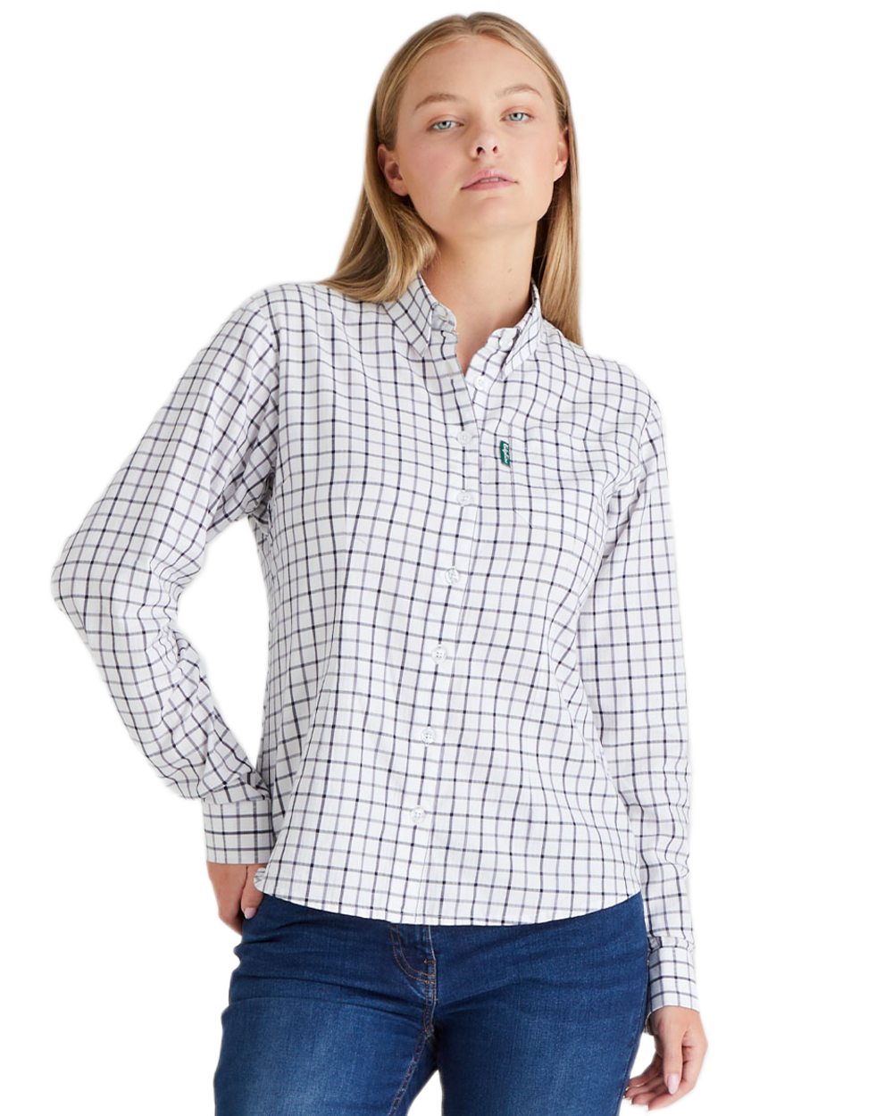 Navy Storm coloured Ridgeline Womens Sedgebrook Shirt on white background