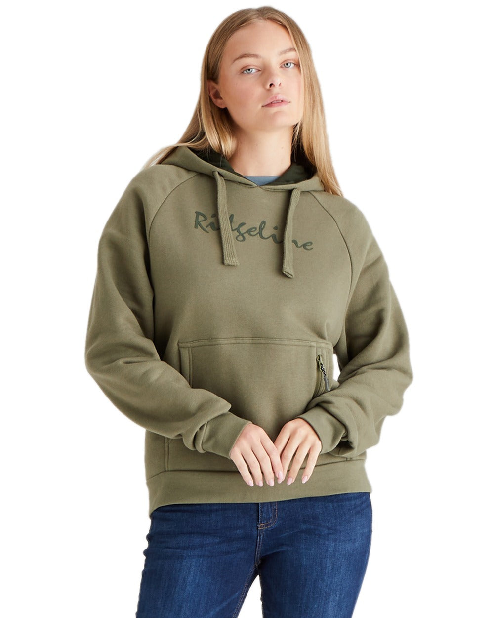 Khaki Green Coloured Ridgeline Womens Signature Hoodie on white background