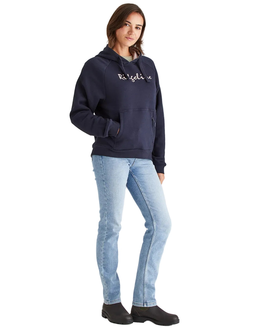Navy Coloured Ridgeline Womens Signature Hoodie on white background