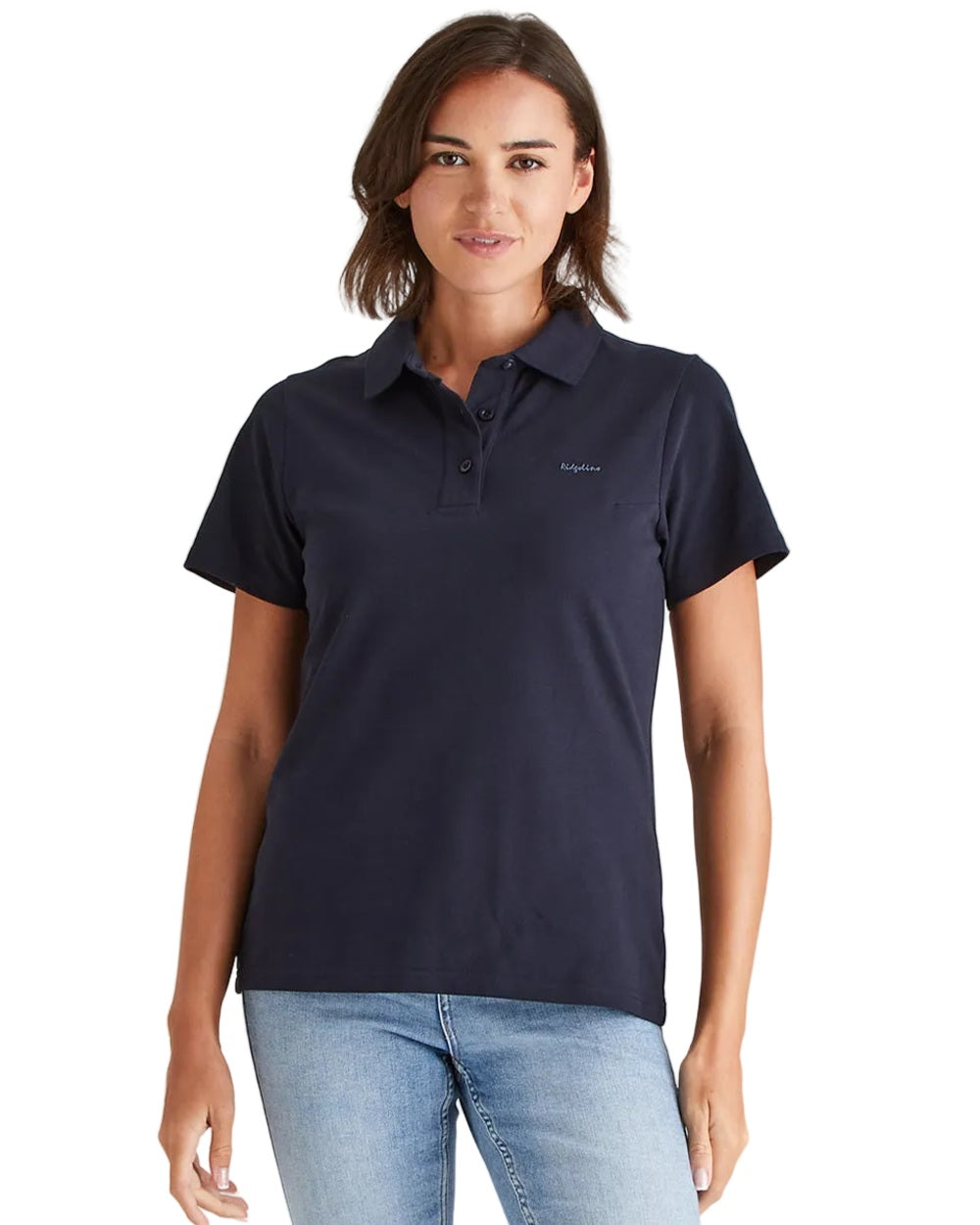 Navy Coloured Ridgeline Womens Signature Polo Shirt on white background