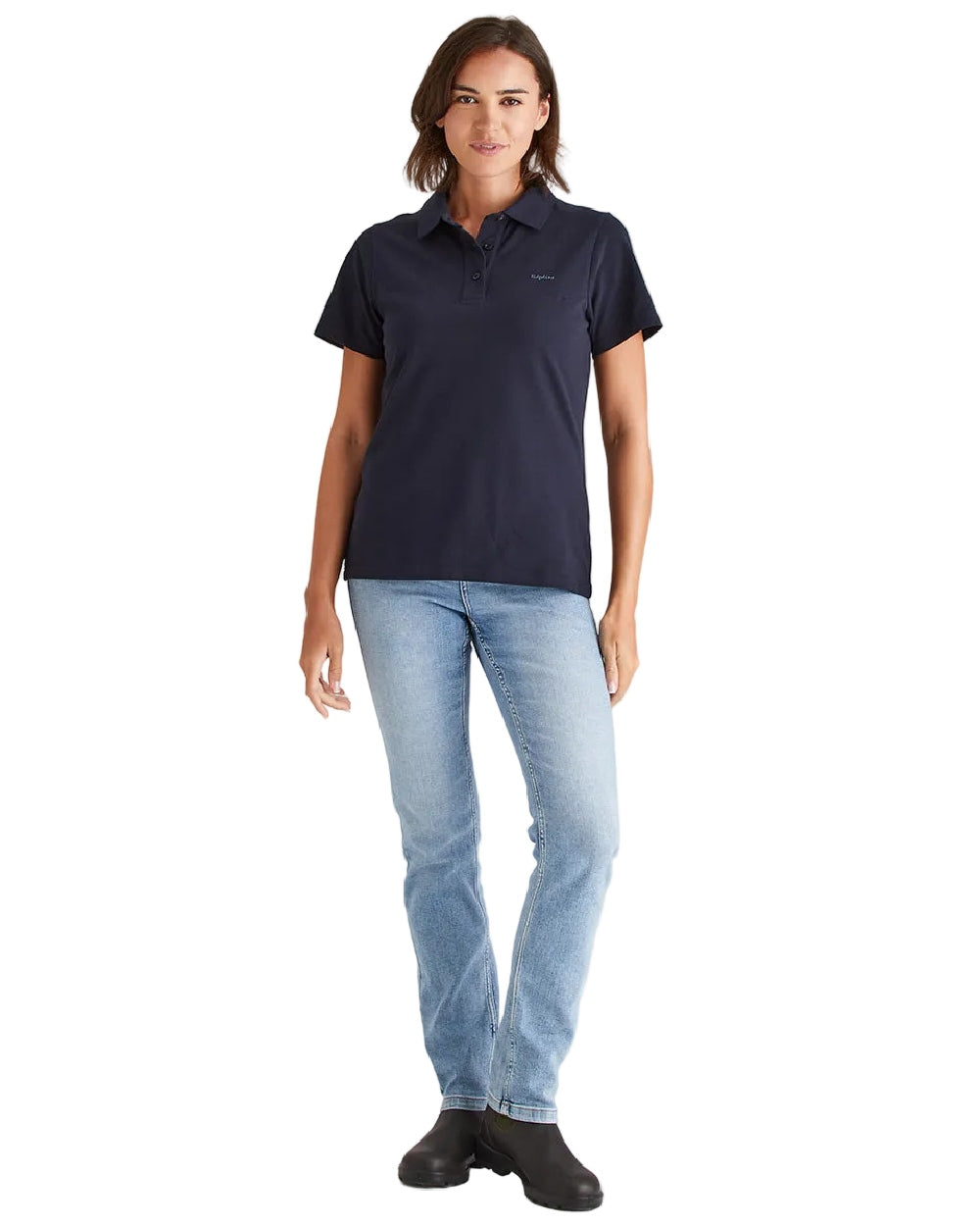 Navy Coloured Ridgeline Womens Signature Polo Shirt on white background