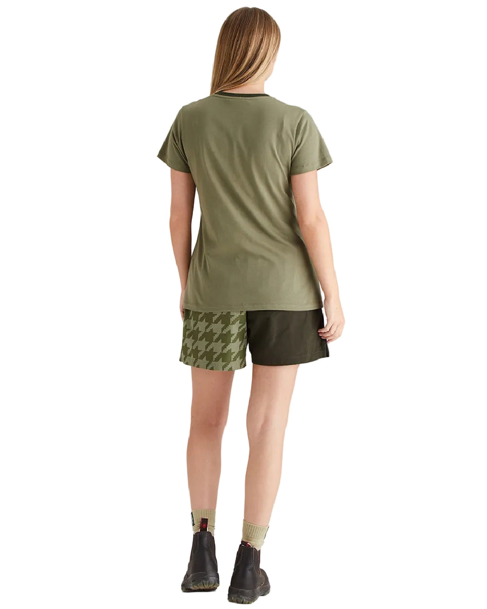 Khaki Green Coloured Ridgeline Womens Signature T-Shirt on white background
