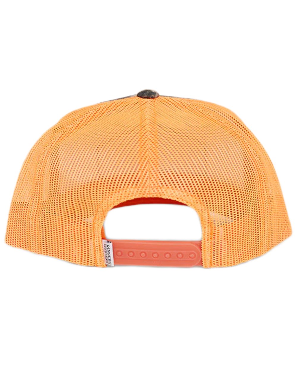 Camo Orange coloured Ringers Western Scotty Trucker Cap on white background