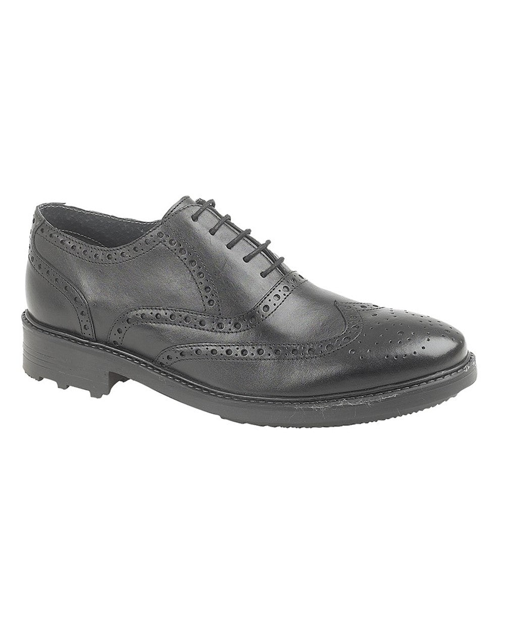 Black coloured Mens 5 Eyelet Brogue Oxford Shoes on white background