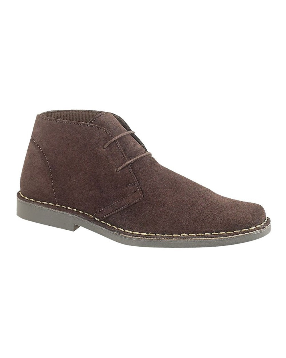 Dark Brown coloured Mens Eyelet Dessert Boots on white background