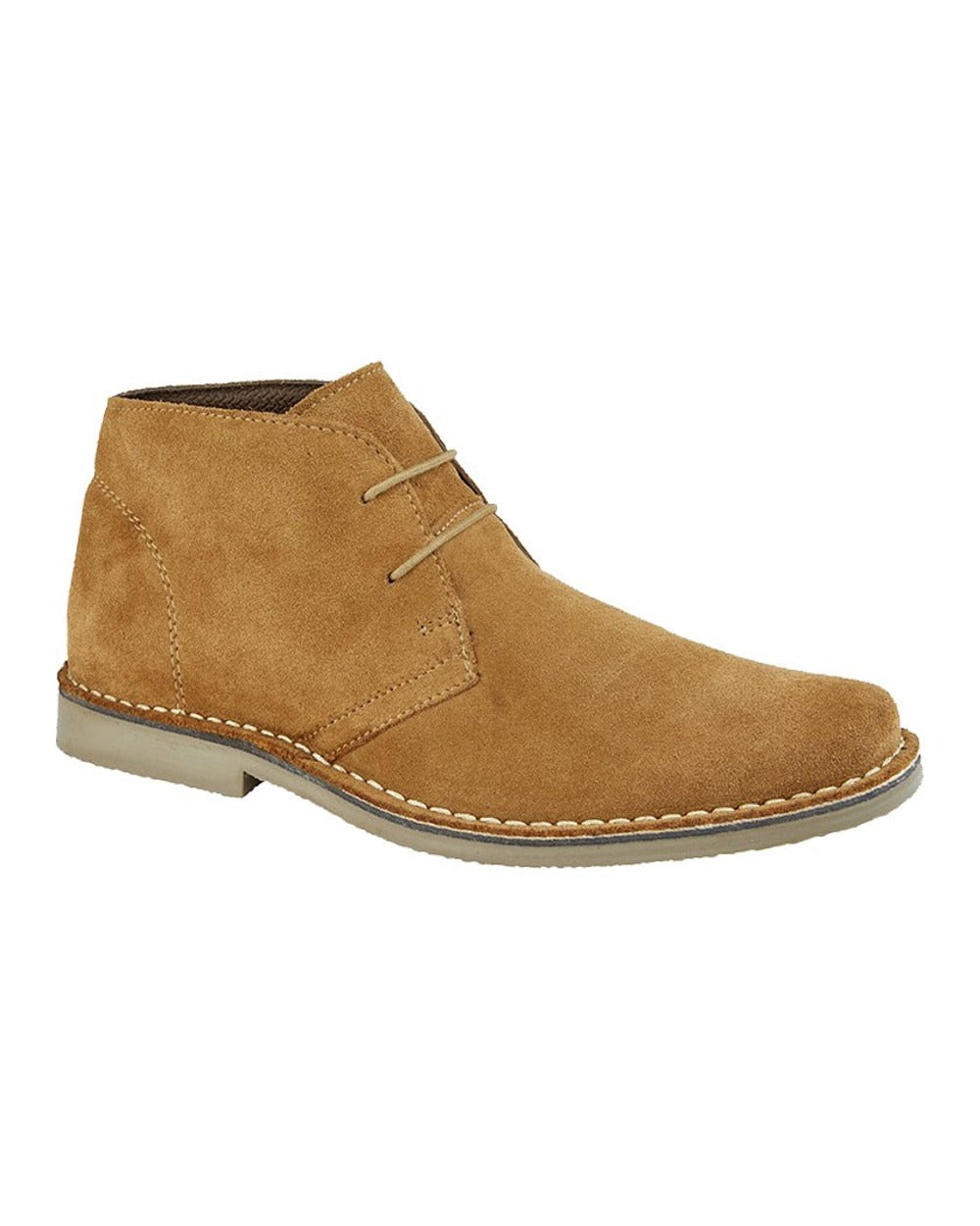 Sand coloured Mens Eyelet Dessert Boots on white background