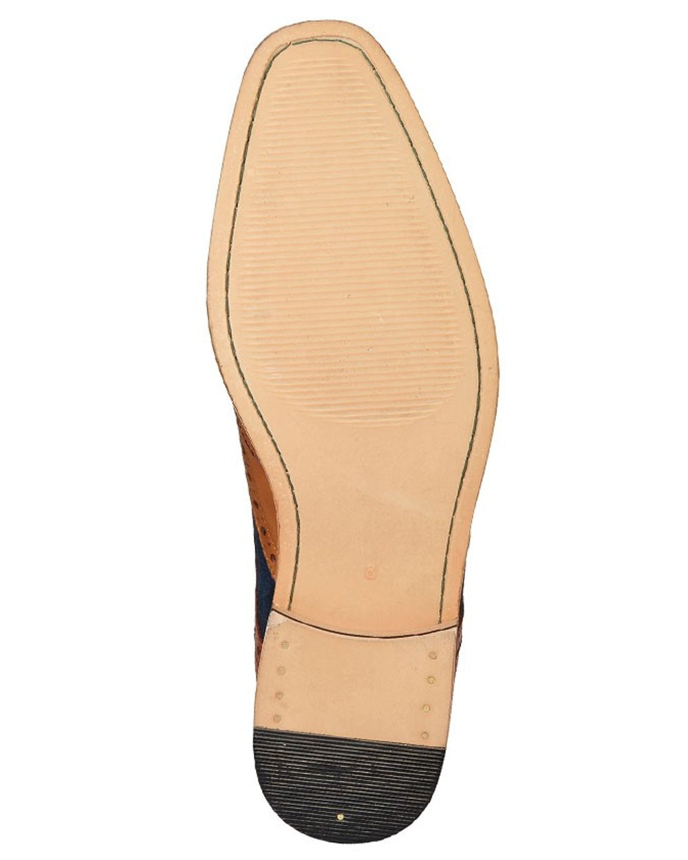 Tan Navy coloured Roamers Mens Tan Leather & Navy Suede Oxford Shoes on white background