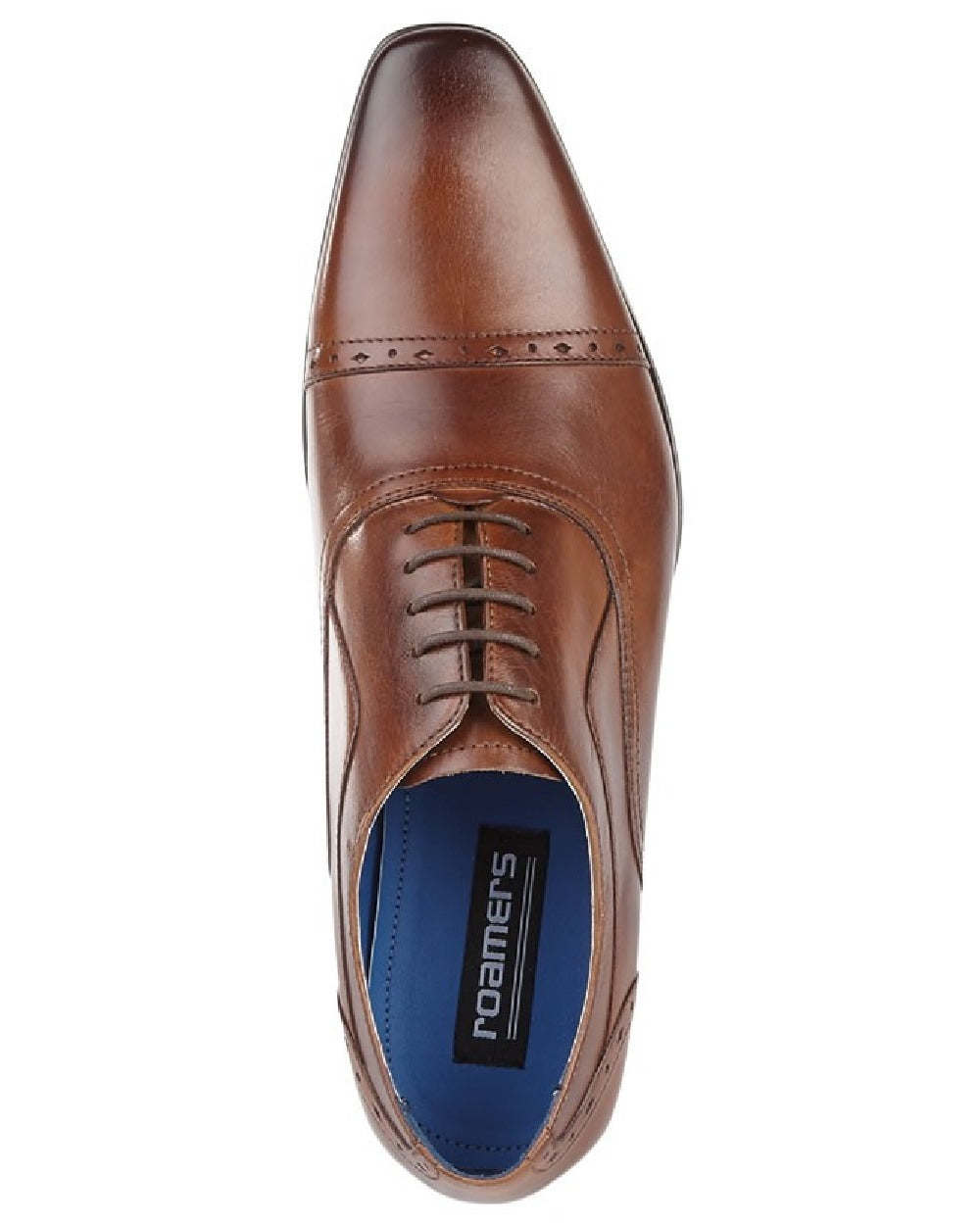 Burnished Tan coloured Roamers Mens Eyelet Punched Cap Oxford Shoes on white background