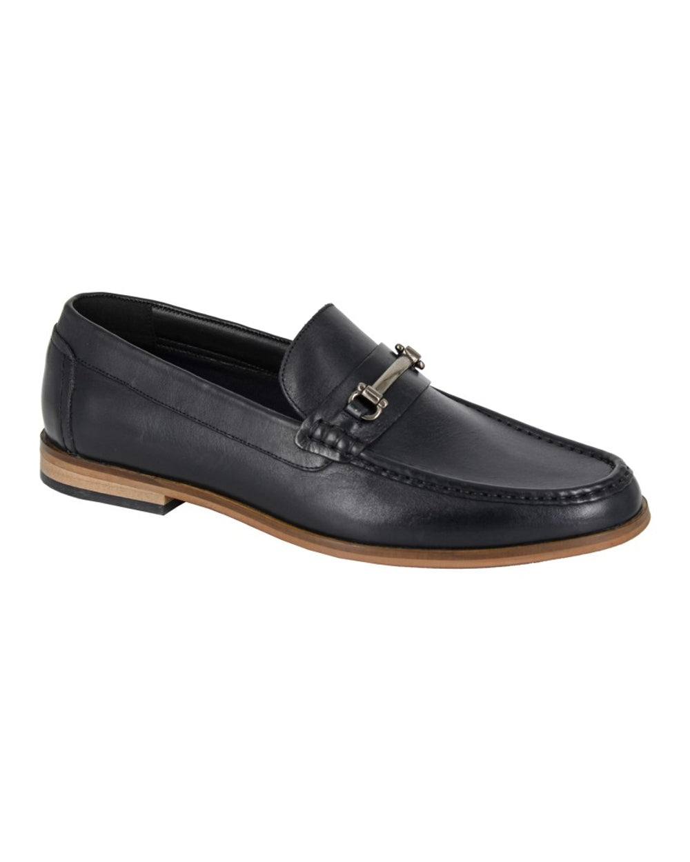 Black coloured Roamers Mens Leather Slip On Casual Shoes on white background