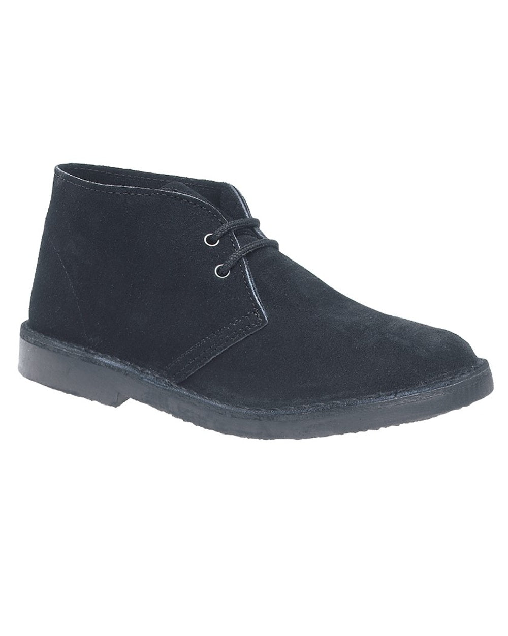 Black coloured Roamers Mens Round Toe Desert Boots on white background