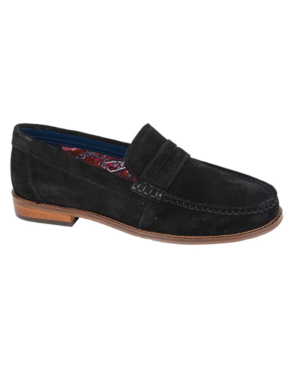 Black coloured Roamers Mens Slip On Casual Suede Loafer Shoes on white background