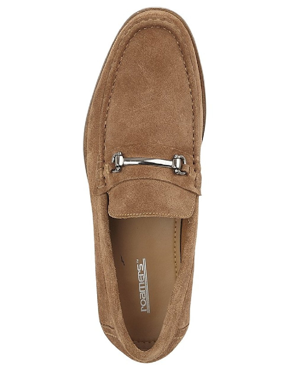 Sand coloured Roamers Mens Suede Slip On Casual Shoes on white background