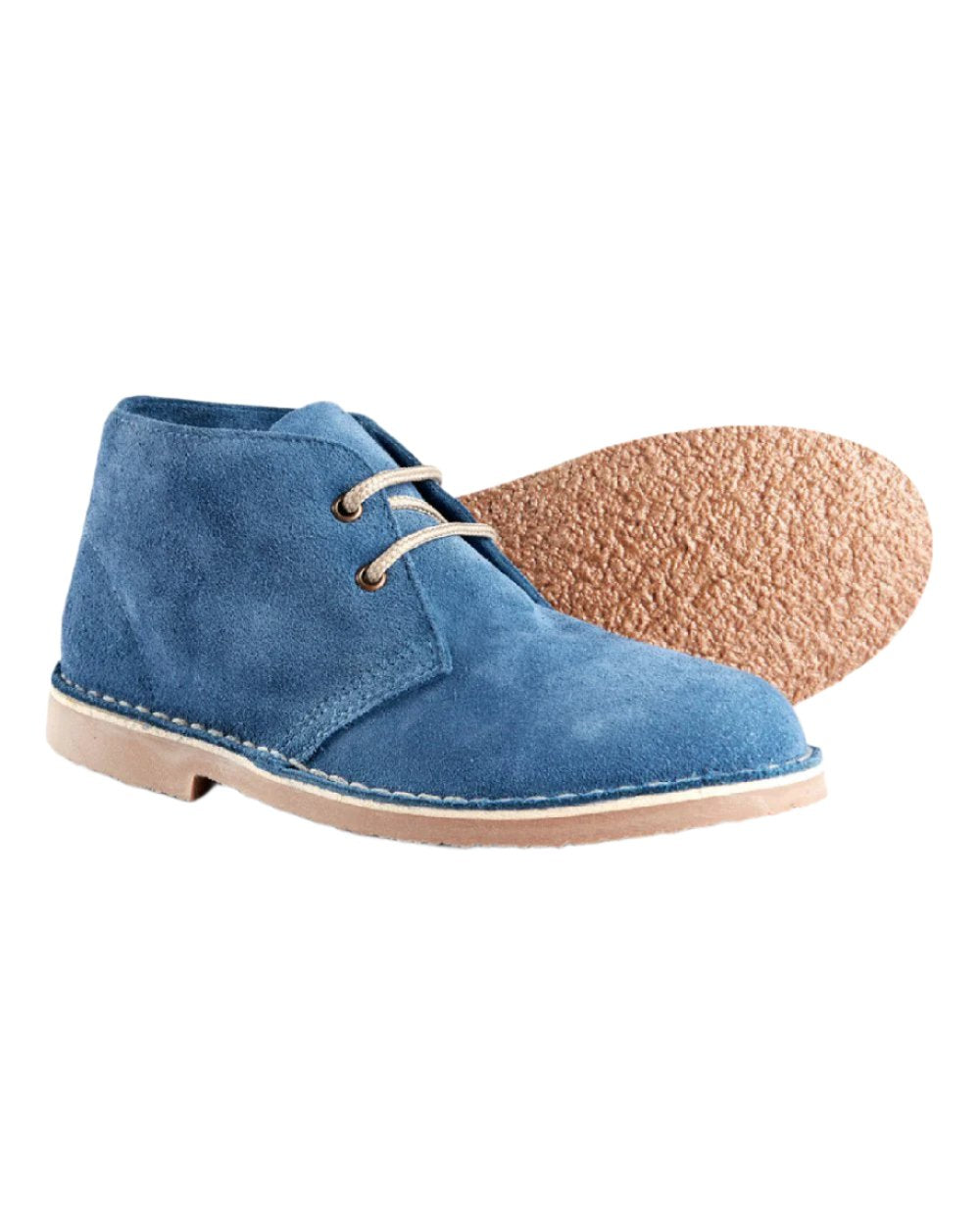 Denim Blue coloured Womens Eye Desert Real Suede Boots on white background