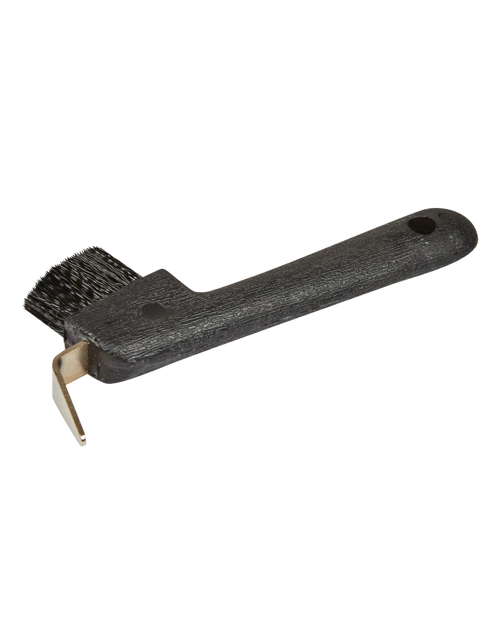 Black coloured Roma Deluxe Hoof Pick With Brush on white background