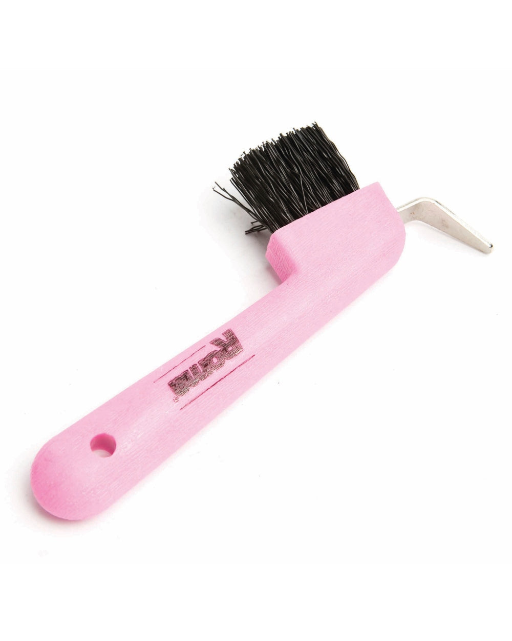 Pink coloured Roma Deluxe Hoof Pick With Brush on white background