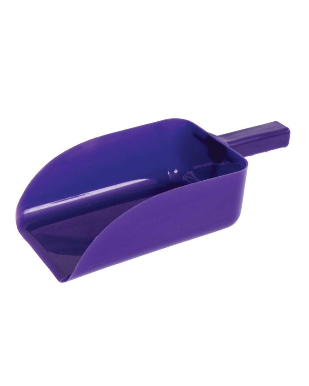 Purple coloured Roma Plastic Feed Scoop on white background
