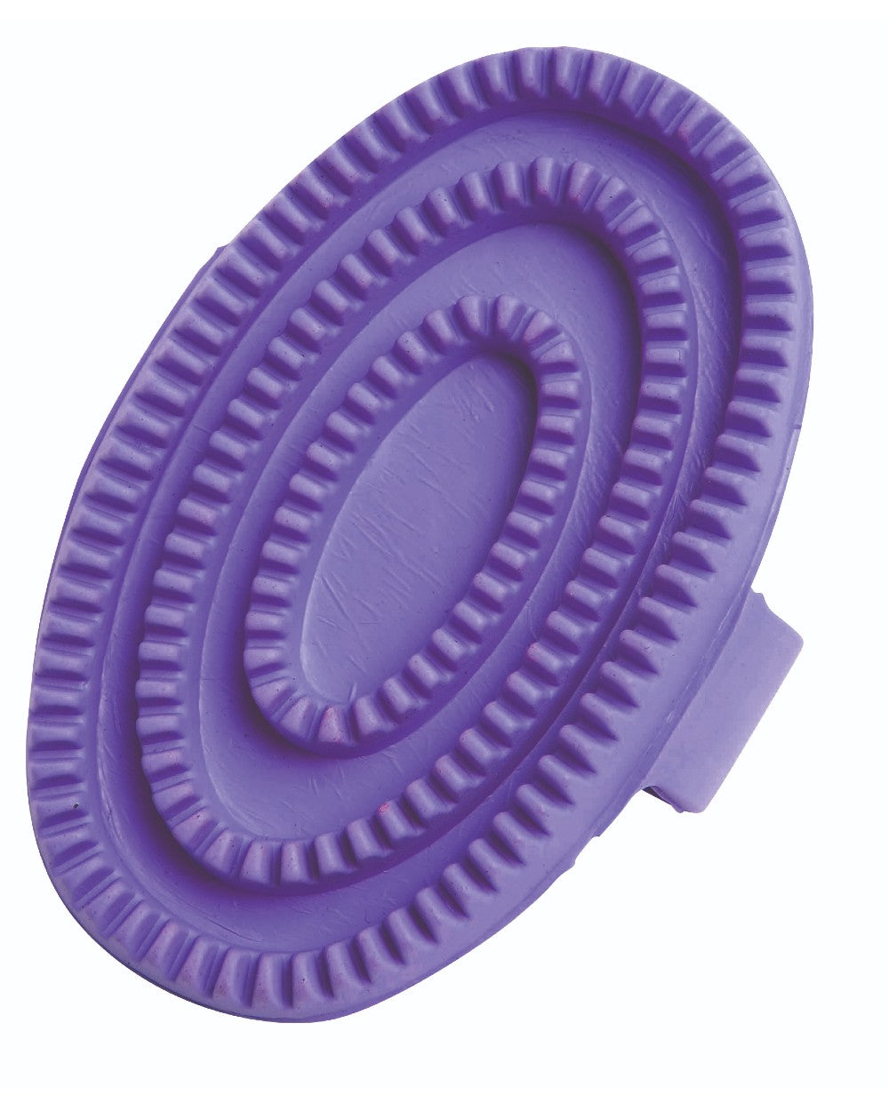Purple coloured Roma Rubber Curry Comb on white background